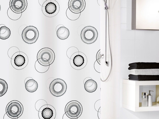 Κουρτίνα Μπάνιου Luna 5124 Black White Kleine Wolke 180Πx200Υ 180x200cm Πολυέστερ