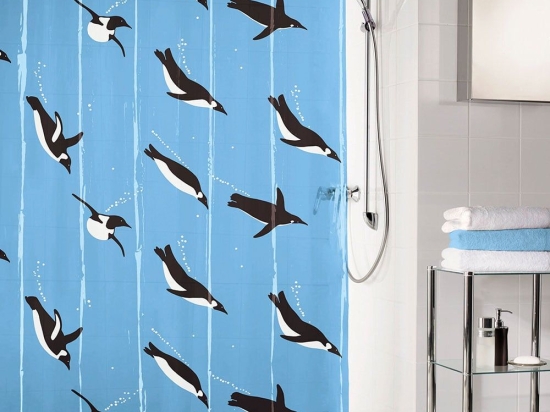 Κουρτίνα Μπάνιου Penguin 5922 Blue Kleine Wolke 180Πx200Υ 180x200cm PEVA