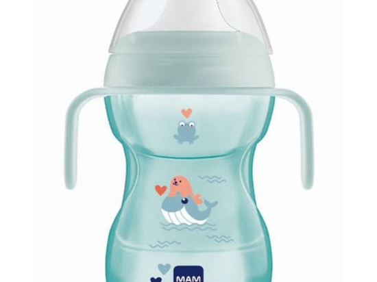Ποτηράκι Με Χερούλια Fun to Drink Cup Better Together 461B 270ml 8+ Μηνών Blue Mam 270ml Σιλικόνη,Πλαστικό