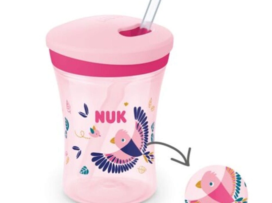 Ποτηράκι Παιδικό Που Αλλάζει Χρώμα 10255574 Action Cup Chameleon 230ml Με Καλαμάκι 12 Μηνών Green Nuk 230ml Plastic
