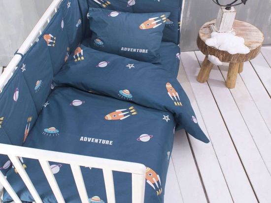 Σεντόνι Λίκνου Spaceship Baby Dark Blue Ρυθμός Λίκνου 80x110cm 100% Βαμβάκι