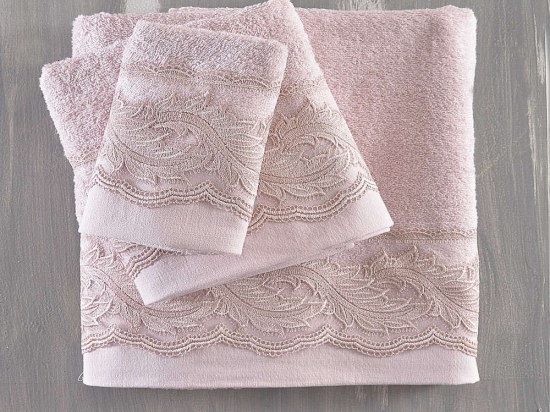 Πετσέτες Σετ 3τμχ Anika Pink Ρυθμός Σετ Πετσέτες 80x150cm 100% Βαμβάκι