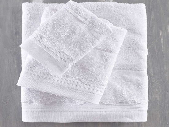Πετσέτες Σετ 3τμχ Anika White Ρυθμός Σετ Πετσέτες 80x150cm 100% Βαμβάκι