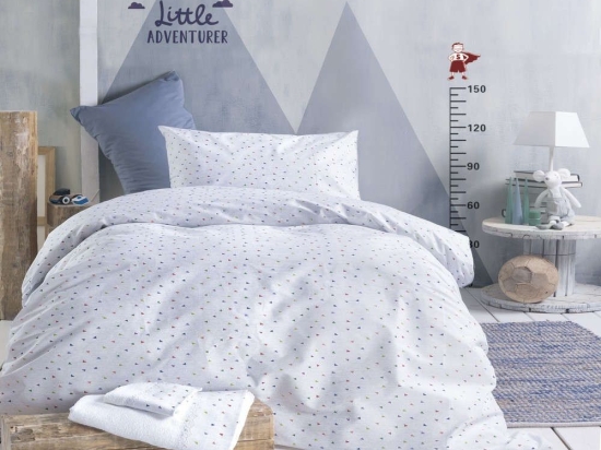Σεντόνια Παιδικά Σετ 3τμχ Confetti Blue Ρυθμός Μονό 160x260cm 100% Βαμβάκι