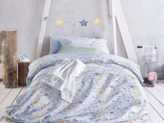Σεντόνια Σετ 3τμχ Symbol Glow Blue Ρυθμός Ημίδιπλο 160x260cm Βαμβάκι-Πολυέστερ
