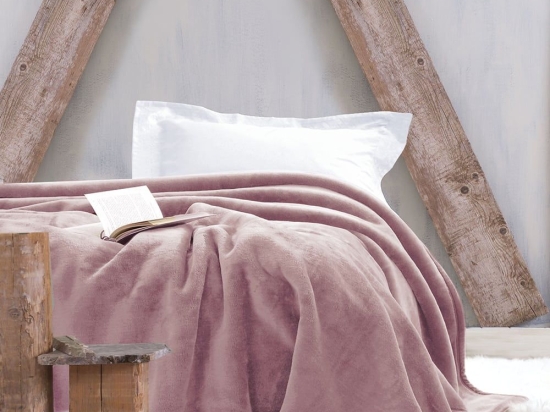 Κουβέρτα Velour Pudra Ρυθμός Υπέρδιπλo 220x240cm Jacquard