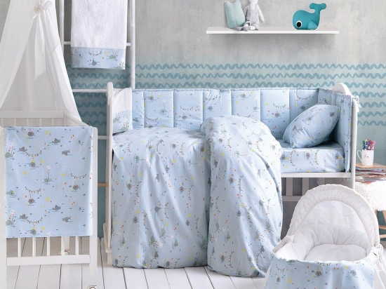 Πάντα Βρεφική Fouska Blue Ρυθμός 43x200cm 100% Βαμβάκι