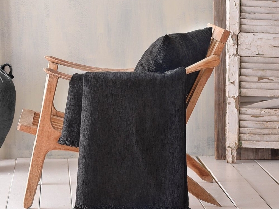 Ριχτάρι Kidal Black Ρυθμός Πολυθρόνα 160x180cm Chenille-Πολυέστερ