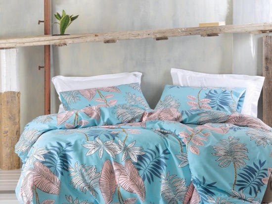 Πάπλωμα Solange (Σετ 4τμχ) Turquoise Ρυθμός Υπέρδιπλo 220x240cm Βαμβάκι-Πολυέστερ