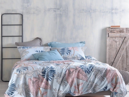 Σεντόνια Solange Με Λάστιχο (Σετ 3τμχ) Blue Ρυθμός Ημίδιπλο Βαμβάκι-Πολυέστερ