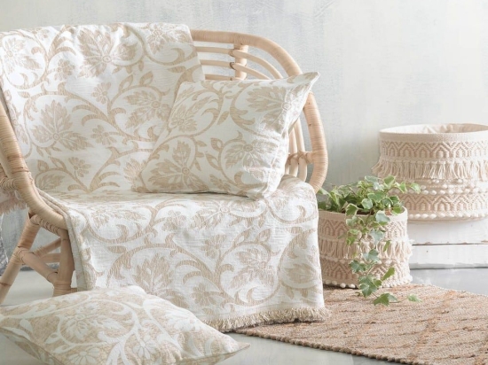 Ριχτάρι Natalie Ecru Ρυθμός Διθέσιο 180x240cm Chenille,Βαμβάκι,Polyester