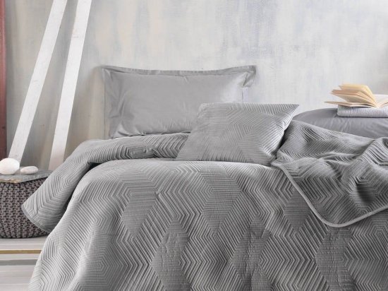 Ριχτάρι Selma Grey Ρυθμός Τριθέσιο 180x280cm Πολυέστερ