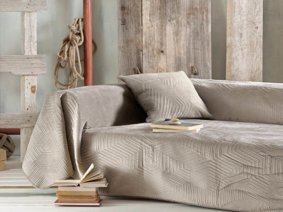 Ριχτάρι Selma Beige Ρυθμός Πολυθρόνα 160x180cm Πολυέστερ