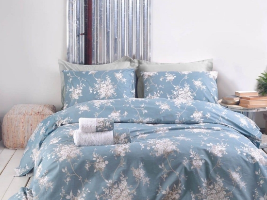 Σεντόνια Mathilde (Σετ 4τμχ) Blue Ρυθμός Υπέρδιπλο 230x260cm 100% Βαμβάκι