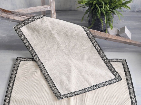 Ταπέτο Μπάνιου Sicilia Ecru-Black 50 X 80 50x80cm Βαμβάκι-Πολυέστερ
