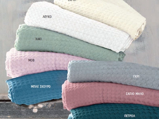 Κουβέρτα Πικέ Lexy Khaki Ρυθμός Υπέρδιπλo 230x250cm 100% Βαμβάκι