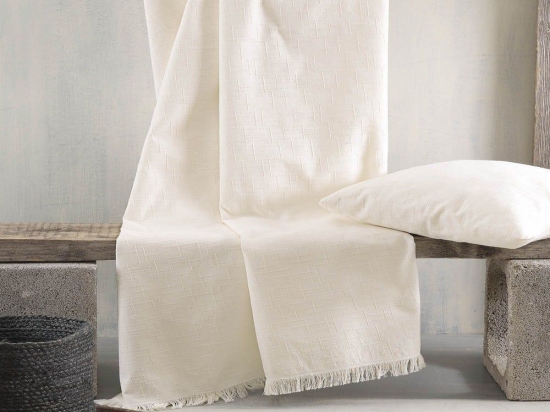 Ριχτάρι Tinetto Ecru Ρυθμός Τετραθέσιο 180x330cm Βαμβάκι-Πολυέστερ