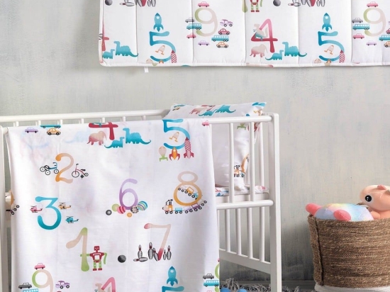 Πάπλωμα Βρεφικό Numbers Multi Ρυθμός 110x150cm 100% Βαμβάκι