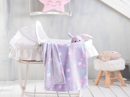 Κουβέρτα Βρεφική Flannel Fleece Starday Lila Ρυθμός Αγκαλιάς 80x110cm Flannel