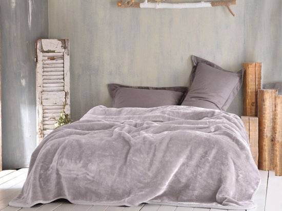 Κουβέρτα Velour Beige Ρυθμός Ημίδιπλο 160x220cm Πολυέστερ