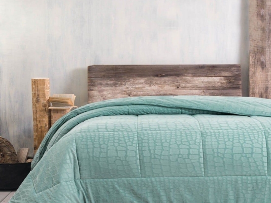 Κουβερτοπάπλωμα Croco Velvet Aqua Ρυθμός Υπέρδιπλo 220x240cm Βελούδο
