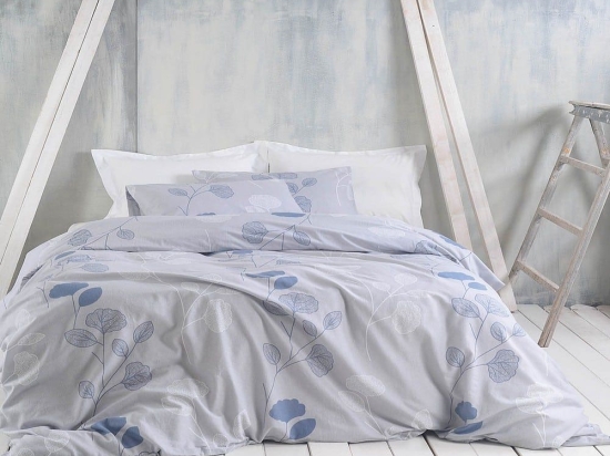 Παπλωματοθήκη Φανελένια Morin (Σετ 2τμχ) Grey-Blue Ρυθμός Ημίδιπλο 160x240cm 100% Βαμβακερή Φανέλα