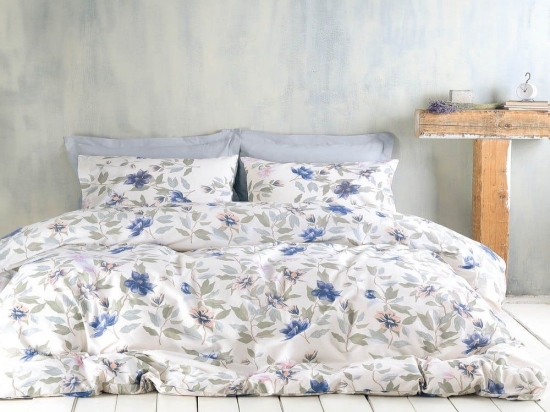 Σεντόνια Ilina (Σετ 4τμχ) Blue Ρυθμός Υπέρδιπλo 230x260cm Βαμβάκι-Πολυέστερ