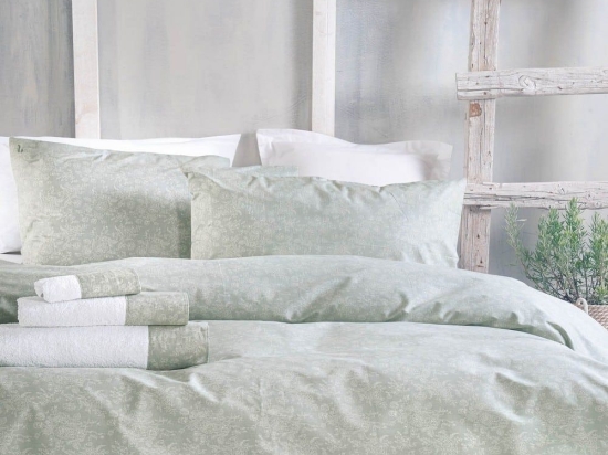 Σεντόνια Bendetta (Σετ 3τμχ) Dark Green Ρυθμός Ημίδιπλο 160x260cm 100% Βαμβάκι