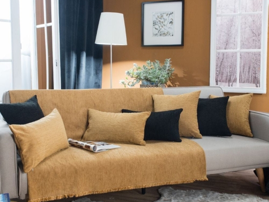 Ριχτάρι Solid 307 Gold Teoran Πολυθρόνα 180x150cm Βαμβάκι-Πολυέστερ