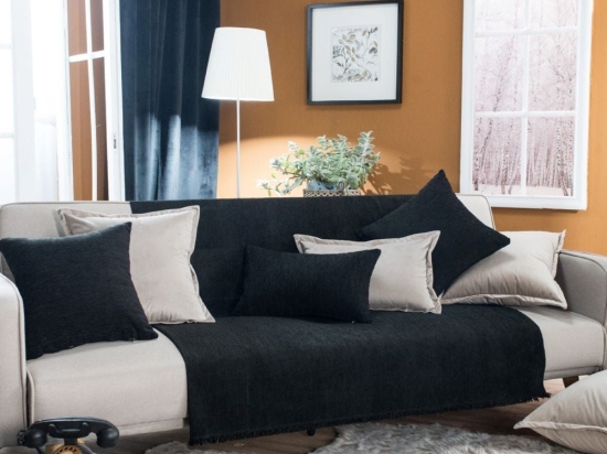 Ριχτάρι Solid 306 Black Teoran Πολυθρόνα 180x150cm Βαμβάκι-Πολυέστερ