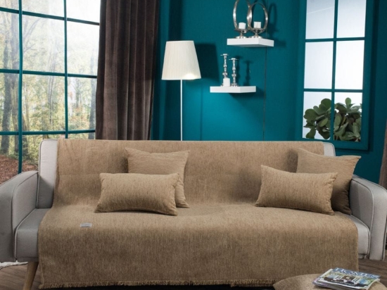 Ριχτάρι Solid 308 Mocca Teoran Πολυθρόνα 180x150cm Βαμβάκι-Πολυέστερ