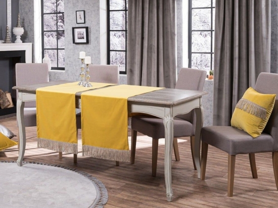 Τραβέρσα Velvet 14 Yellow Teoran 40Χ160 Βαμβάκι-Ακρυλικό