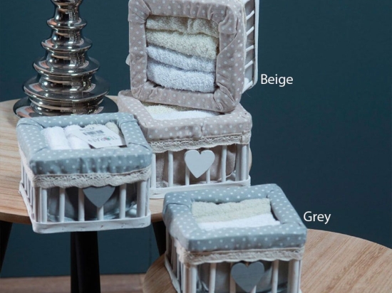 Λαβέτες Σετ 4τμχ Σε Ξύλινο Κουτί Box 1006 Grey Teoran Σετ Πετσέτες 100% Βαμβάκι