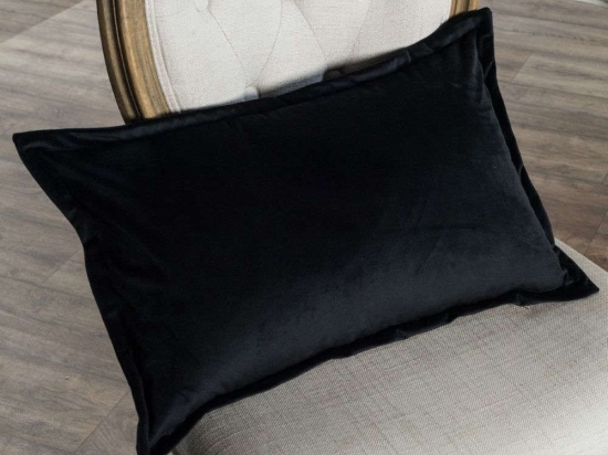 Μαξιλάρι Διακοσμητικό (Με Γέμιση) Velvet 06 Black Teoran 30X50 Acrylic