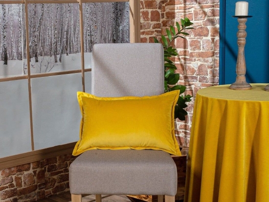 Μαξιλάρι Διακοσμητικό (Με Γέμιση) Velvet 14 Yellow Teoran 30X50 Βαμβάκι-Ακρυλικό