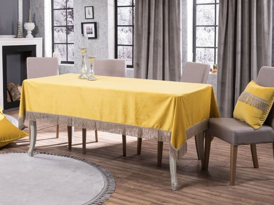Τραπεζομάντηλο Velvet 14 Yellow Teoran 140 X140 Βαμβάκι-Ακρυλικό