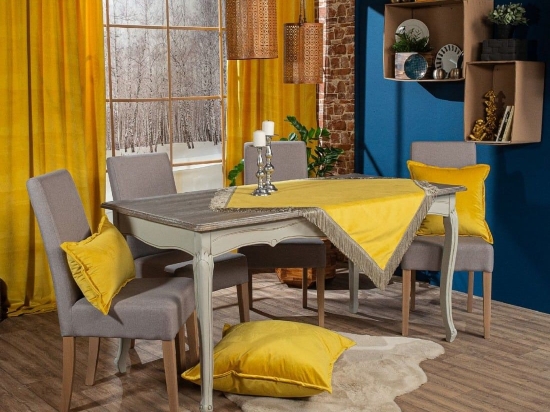 Καρέ Velvet 14 Yellow Teoran 90X90cm Βαμβάκι-Ακρυλικό