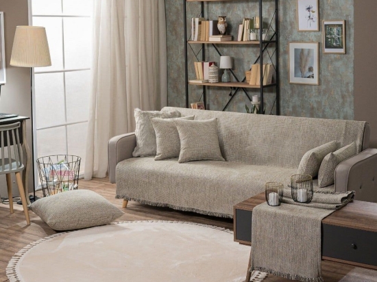 Ριχτάρι Utah 07 Beige Teoran Τριθέσιο 180x300cm Ακρυλικό,Βαμβάκι, Polyester