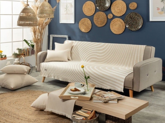 Ριχτάρι Donatella 01 Ecru Teoran Διθέσιο 180x250cm Βαμβάκι-Πολυέστερ