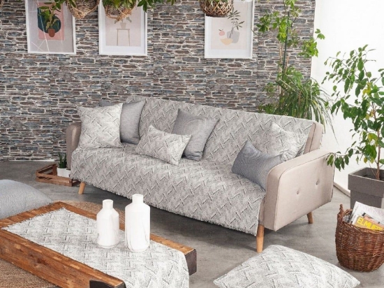 Ριχτάρι Siena 04 Grey Teoran Τριθέσιο 180x300cm Βαμβάκι-Πολυέστερ