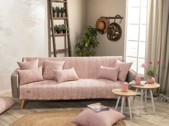 Ριχτάρι Vicenza 06 Pink Teoran Τριθέσιο 180x300cm Βαμβάκι-Πολυέστερ