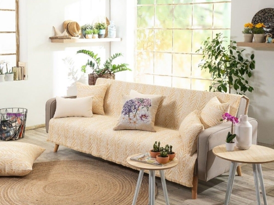 Ριχτάρι Vicenza 14 Yellow Teoran Τριθέσιο 180x300cm Βαμβάκι-Πολυέστερ