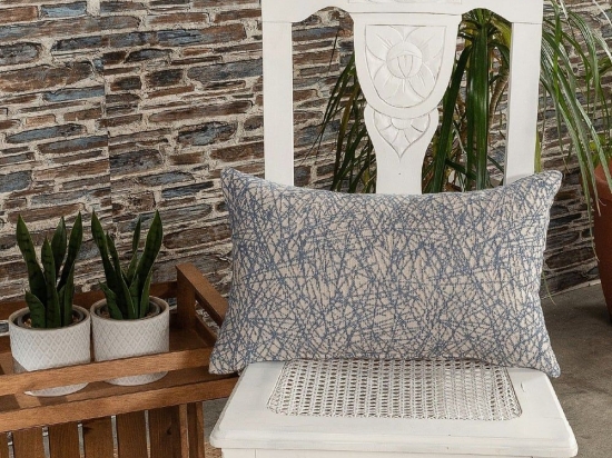 Μαξιλαροθήκη Διακοσμητική Potenza 05 Blue Teoran 30X50 Βαμβάκι-Πολυέστερ
