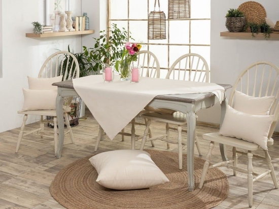 Καρέ Aragona 01 Ecru Teoran 90X90cm Βαμβάκι-Πολυέστερ