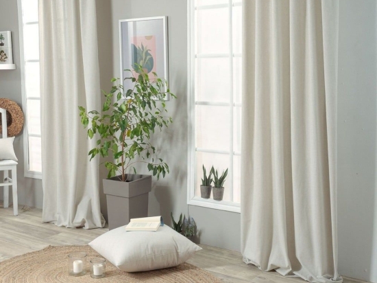 Κουρτίνα Aragona 11 Με Τρέσα Beige Teoran 140X260 Βαμβάκι-Πολυέστερ