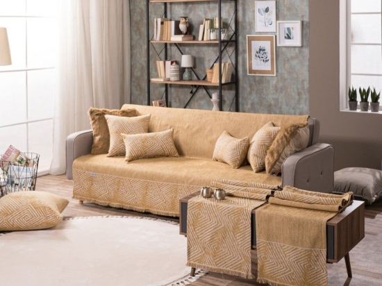 Ριχτάρι Philadelphia 08 Ocher Teoran Διθέσιο 180x250cm Ακρυλικό,Βαμβάκι, Polyester