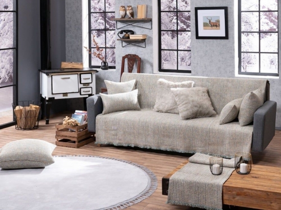 Ριχτάρι Sacramento 04 Grey Teoran Διθέσιο 180x250cm Ακρυλικό,Βαμβάκι, Polyester