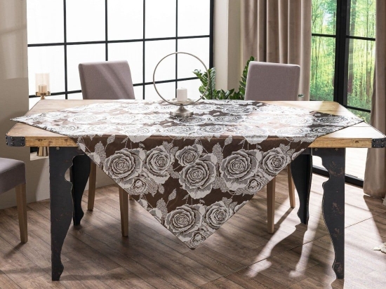 Τραπεζοκαρέ W1111 03 Brown Teoran 135X135cm Πολυέστερ