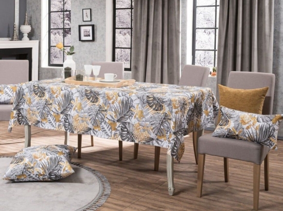 Τραπεζομάντηλο Frontera Grey-Gold Teoran 135X220 Βαμβάκι-Πολυέστερ
