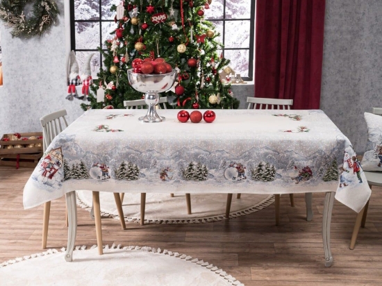 Τραπεζομάντηλο Χριστουγεννιάτικο Saltzburg Grey Teoran 140X220